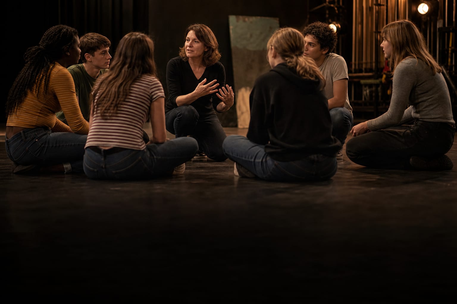 A community choir rehearsing together in a rehearsal hall